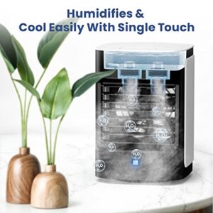 Portable Air Conditioner, AOLOS 8in Rechargeable Small Evaporative Air Cooler, 90°Auto Oscillation, 7 Color Vibe Lights, 4000mAh Battery Powered Humidifier, Mini Air Conditioner for Camping, Car