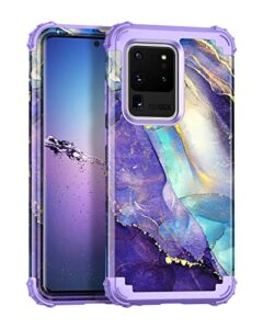 rancase compatible with galaxy s20 ultra case,three layer heavy duty shockproof protection hard plastic bumper +soft silicone rubber protective case for samsung galaxy s20 ultra 6.9 inch,purple