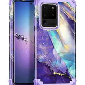 Rancase Compatible with Galaxy S20 Ultra Case,Three Layer Heavy Duty Shockproof Protection Hard Plastic Bumper +Soft Silicone Rubber Protective Case for Samsung Galaxy S20 Ultra 6.9 inch,Purple