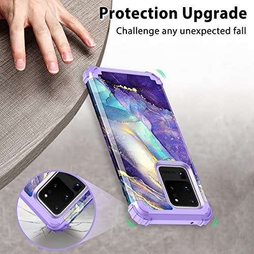 Rancase Compatible with Galaxy S20 Ultra Case,Three Layer Heavy Duty Shockproof Protection Hard Plastic Bumper +Soft Silicone Rubber Protective Case for Samsung Galaxy S20 Ultra 6.9 inch,Purple