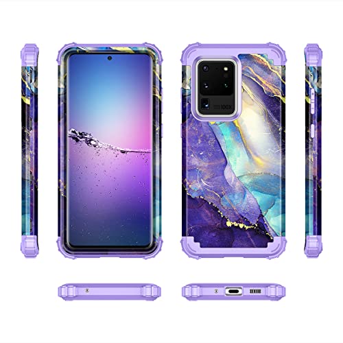 Rancase Compatible with Galaxy S20 Ultra Case,Three Layer Heavy Duty Shockproof Protection Hard Plastic Bumper +Soft Silicone Rubber Protective Case for Samsung Galaxy S20 Ultra 6.9 inch,Purple