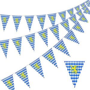 uomnicue 3 pack oktoberfest decorations pennant flag banner, 98 feet double side blue white waterproof oktoberfest banners flag pennant for oktoberfest festival outdoor party decorations supplies