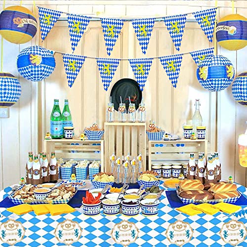 UOMNICUE 3 Pack Oktoberfest Decorations Pennant Flag Banner, 98 Feet Double Side Blue White Waterproof Oktoberfest Banners Flag Pennant for Oktoberfest Festival Outdoor Party Decorations Supplies