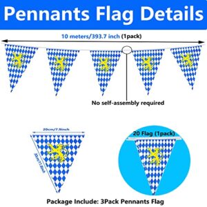 UOMNICUE 3 Pack Oktoberfest Decorations Pennant Flag Banner, 98 Feet Double Side Blue White Waterproof Oktoberfest Banners Flag Pennant for Oktoberfest Festival Outdoor Party Decorations Supplies