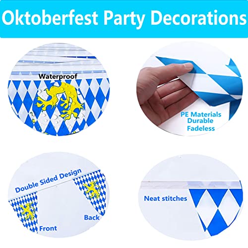 UOMNICUE 3 Pack Oktoberfest Decorations Pennant Flag Banner, 98 Feet Double Side Blue White Waterproof Oktoberfest Banners Flag Pennant for Oktoberfest Festival Outdoor Party Decorations Supplies