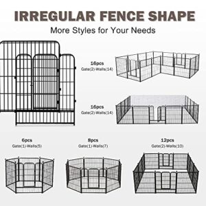 Avocahom Metal Dog Playpen 16 Panel Dog Pen 32Inch Height Exercise Pen w/2 Doors for Small/Medium Dogs Outdoor Indoor RV Yard w/36 Floor Protectors & 8 Straps, Black