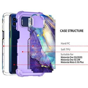 Rancase Compatible with Motorola Moto One 5G Case (2020),Moto G 5G Plus Case,Moto One 5G UW Case,Three Layer Heavy Duty Shockproof Protection Hard Plastic Bumper +Soft Silicone Rubber Case,Purple