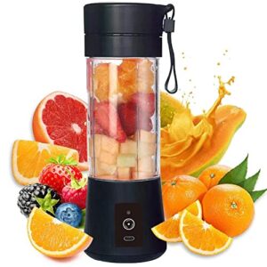 milkshot portable blender, personal blender for shakes & smoothies, usb rechargeable mini blender with six stainless steel blades, 4000mah fruit juice mixer for travel, car, office, 380ml, black