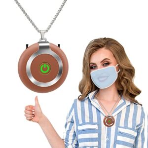 ovicisk necklace air purifier, personal air purifier, usb rechargeable travel size air purifier, portable wearable air purifier for home, kids, adults, office, smell-brown