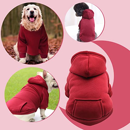 Kiosan Clothes Boy Sweater Medium with Pocket Girl Warm Hoodie Puppy for Small Winter Fleece Fall Dogs Dog - Pet Clothes Dog Sweaters Size Small (Red, XXL)