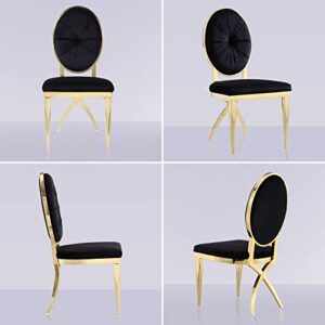 ACEDÉCOR Dining Chair Set of 4, Black Velvet Dining Room Chair with Round Back & Gold Unique Legs, Luxurious Dining Chair in Black and Gold