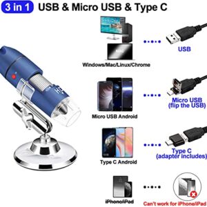 Ninyoon 2K USB Digital Microscope for Android PC, 40-1000X Microscope Super HD Endoscope Magnifier Camera Compatible with Android Cellphone and Tablet Windows Mac Chrome Linux - Not for iPhone iPad