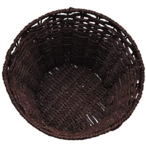 Zuvo [2 Pack] Round Wicker Waste Paper Bin and Basket, Rubbish Basket for Bedroom, Bathroom, Offices or Home (Brown)