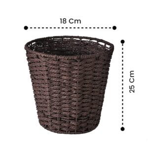 Zuvo [2 Pack] Round Wicker Waste Paper Bin and Basket, Rubbish Basket for Bedroom, Bathroom, Offices or Home (Brown)