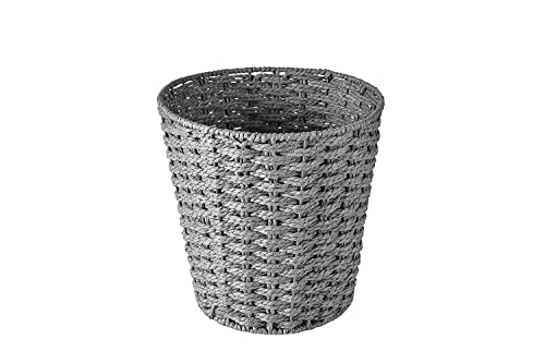 Zuvo [2 Pack] Round Wicker Waste Paper Bin and Basket, Rubbish Basket for Bedroom, Bathroom, Offices or Home (Gray)