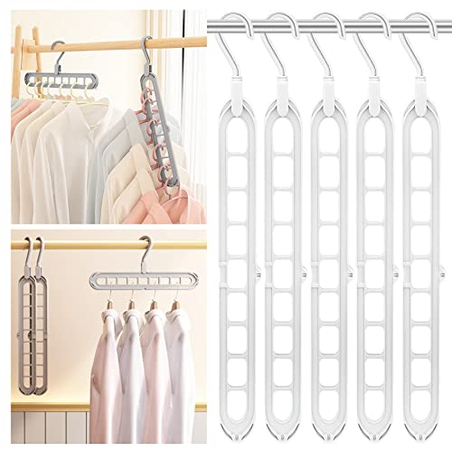 Closet Organizer and Storage, 5 Pack Multifunction Sturdy Closet Organizer Hanger, Upgraded Smart Space Saving Hangers for Closet Storage, Closet Organization for Clothes, Shirts and Dresses