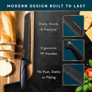 Home Hero Kitchen Knife Set, Steak Knife Set & Kitchen Utility Knives - Ultra-Sharp High Carbon Stainless Steel Knives with Ergonomic Handles (20 Pc Set, Granite)