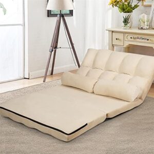 Walnut Foldable Floor Sofa Bed 6-Position Adjustable Lounge Couch with 2 Pillows Adjustable Floor Sofa (Color : B)