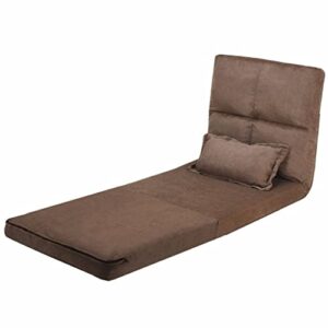 walnut fold down chair flip out lounger convertible sleeper couch futon bed w/pillow bedroom furniture