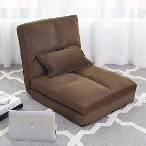 Walnut Fold Down Chair Flip Out Lounger Convertible Sleeper Couch Futon Bed w/Pillow Bedroom Furniture