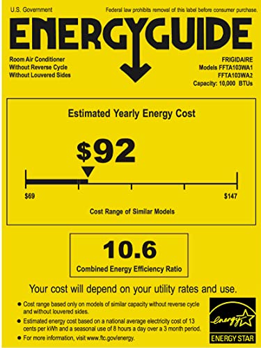 Frigidaire FHTC123WA1 Wall Air Conditioner 12000 Cooling BTU, 550 sq. ft. Cooling Area, 277 CFM, Remote, in White