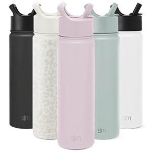 simple modern water bottle with straw lid vacuum insulated stainless steel metal thermos bottles | reusable leak proof bpa-free flask for gym, travel, sports | summit collection | 22oz, pale orchid