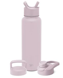 simple modern water bottle with straw, handle, and chug lid vacuum insulated stainless steel metal thermos bottles | large leak proof bpa-free flask for gym | summit collection | 40oz, pale orchid