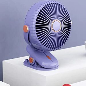 500mAh Portable Rechargeable Clip on Fan, 5 inch Battery Operated Fan, 3 Speeds Personal Fan, 360 Rotation Small Desk & Clip Fan, Ideal for Outdoor Camping Golf Cart Treadmill Home Office, Purple
