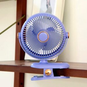 500mAh Portable Rechargeable Clip on Fan, 5 inch Battery Operated Fan, 3 Speeds Personal Fan, 360 Rotation Small Desk & Clip Fan, Ideal for Outdoor Camping Golf Cart Treadmill Home Office, Purple