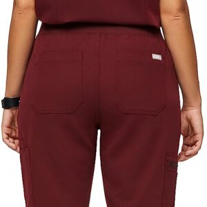 FIGS YOLA High Waisted Skinny Scrub Pants for Women - Burgundy, Regular XS