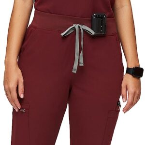 FIGS YOLA High Waisted Skinny Scrub Pants for Women - Burgundy, Regular XS