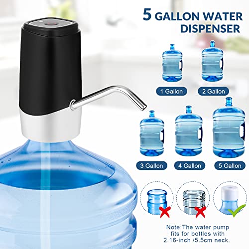 5 Gallon Water Dispenser, LONEASY Portable USB Charging Electric Drinking Water Pump for 5 Gallon Bottle, Automatic Water Jug Dispenser Water Bottle Pump for Home Kitchen Office Camping