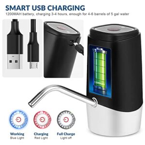 5 Gallon Water Dispenser, LONEASY Portable USB Charging Electric Drinking Water Pump for 5 Gallon Bottle, Automatic Water Jug Dispenser Water Bottle Pump for Home Kitchen Office Camping