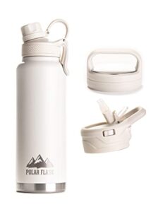 polar flask stainless steel sports water bottle – 3 premium lids – keeps liquids cold or hot, leak proof & sweat proof