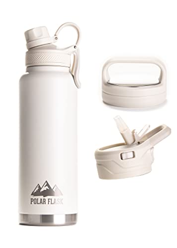 POLAR FLASK Stainless Steel Sports Water Bottle – 3 Premium Lids – Keeps Liquids Cold or Hot, Leak Proof & Sweat Proof