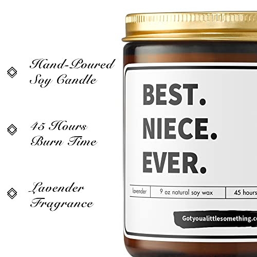 Best Niece Ever - 9oz Soy Candle ; Niece Christmas Gifts from Auntie, Cute Gifts for Niece from Aunt, Candles for Teen Girls Gift Ideas, Love You Gifts from Aunt, Birthday Gift for Niece