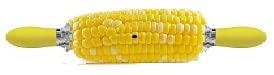 Friwer White Porcelain 9 Inch Corn Cob Tray, Set of 4 - with 8 Stainless Steel Soft Grip Corn Picks