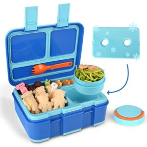 genteen premium kids lunch box - kids chill bento box with 3 compartments and removable ice pack for measl and snacks,toddler lunch box for daycare,school,leak-proof,bpa-free,dishwasher-blue