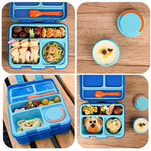 Genteen Premium Kids Lunch Box - Kids Chill Bento Box with 3 Compartments and Removable Ice Pack for Measl and Snacks,Toddler Lunch Box for Daycare,School,Leak-Proof,BPA-free,Dishwasher-Blue