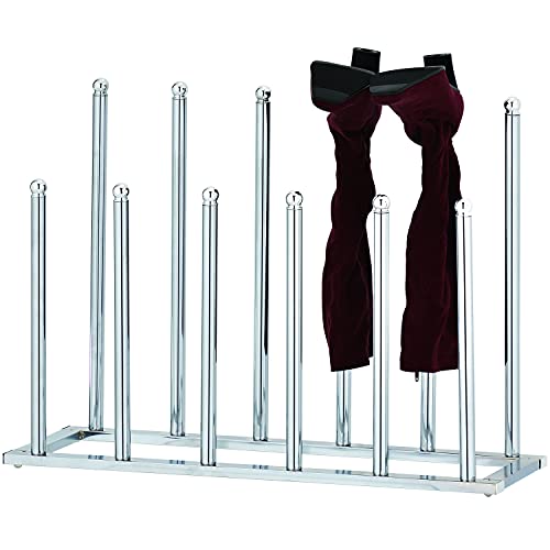 MyGift Modern Chrome Plated Metal 6 Pair Tall Boot Rack Display Holder, Freestanding Entryway or Closet Shoes and Boot Stand Organizer, Made in Taiwan