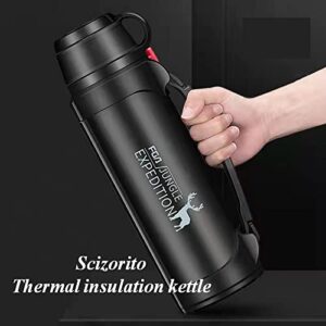 Scizorito Stainless Steel Vacuum Thermos, Hot & Cold Beverage Portable Insulated Kettle, Car Portable Travel Coffee Mug with Leak-proof Built-in Lid, Suit for Home, Gift, Outdoor Sport (64.2 oz)