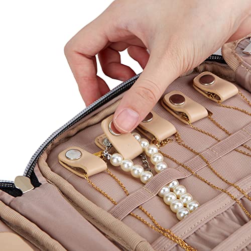 BELALIFE Travel Jewelry Organizer, Portable Jewelry Storage Case for Earrings, Rings, Necklaces, Bracelets, Pink