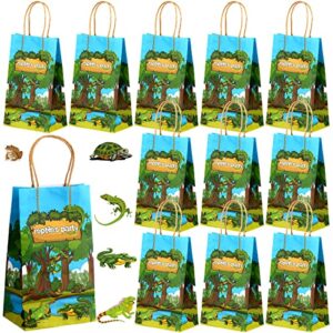 12 packs reptile lizard snake party favor bags with handles turtle reptile lizard snake birthday party supplies gift treat goody bags for camping reptile party decorations