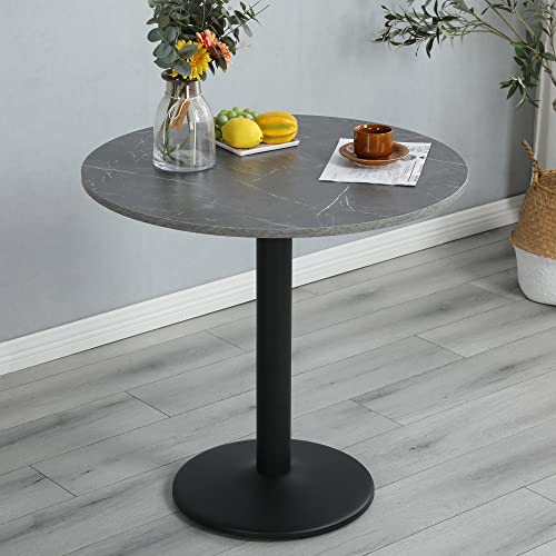 Deehansh 31.5 inch Round Dining Table Faux Marble Top Multifunctional Table Coffee Table Kitchen Bar Patio Modern Living Room Metal Base