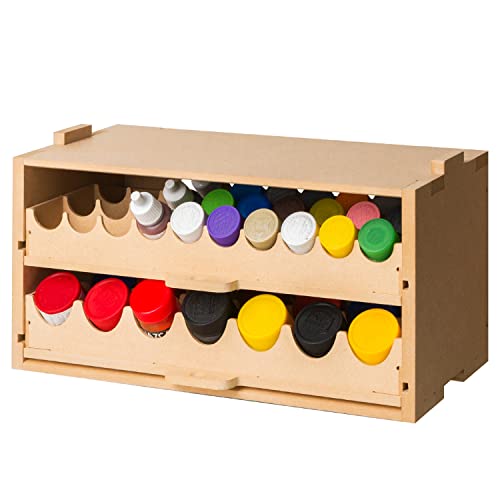 Bucasso Wooden Model Paint Rack Organizer, Paint Storage with MDF Material, Craft Supplies Storage, Suitable for Tamiya/Mr.Hobby Paints and Model Tools, GK8