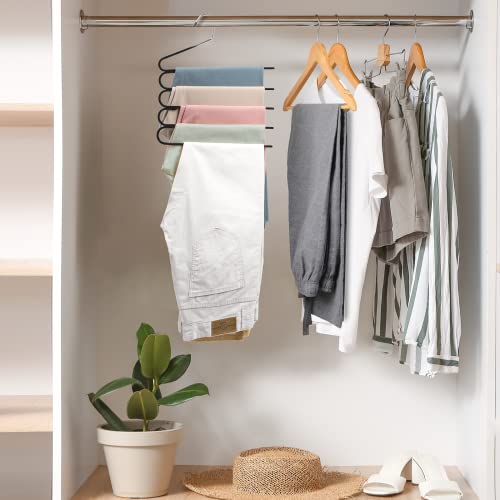 Velvet Hanger for Pants Space Saving Hanger- Multi Layer Jeans Trouser Hanger,Myfolrena Open Ended Hanger for Pants Multiple Hangers Closet Organizer for Scarf Jeans Leggings(3-Pack)