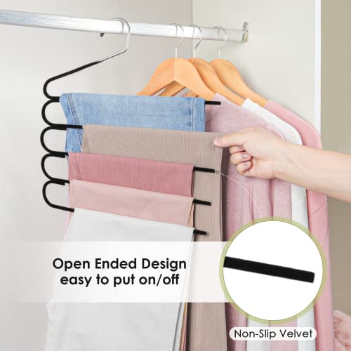 Velvet Hanger for Pants Space Saving Hanger- Multi Layer Jeans Trouser Hanger,Myfolrena Open Ended Hanger for Pants Multiple Hangers Closet Organizer for Scarf Jeans Leggings(3-Pack)