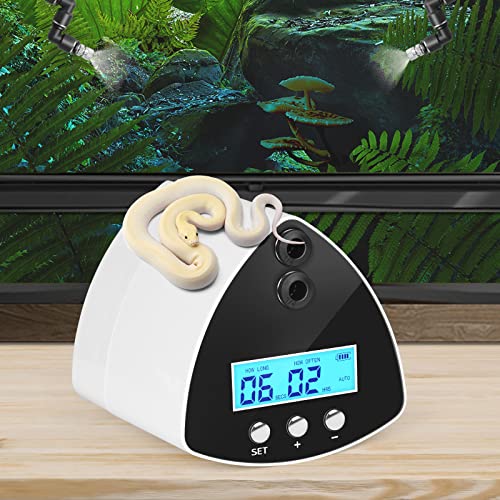 DAOTAILI Reptile Misting System, Automatic Intelligent Reptile Humidifiers with 3 PCS Spray Nozzles, LCD Reptile fogger with Smart Timing Rainforest.This is Rainforest Device, Not A Sprayer