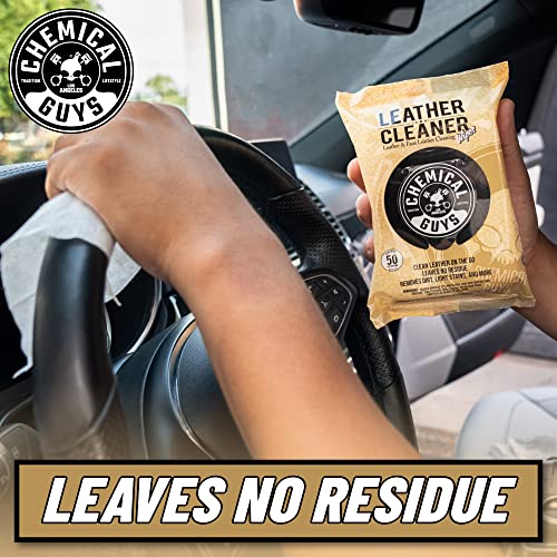 Chemical Guys PMWSPI20850 Leather Cleaner Wipes Mega 50 Pack for Car Interiors, Furniture, Boots, and More, Works on Natural, Synthetic, Pleather, Faux Leather and More, (50 Ct)