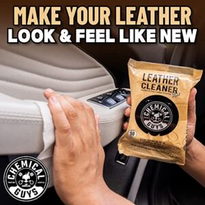 Chemical Guys PMWSPI20850 Leather Cleaner Wipes Mega 50 Pack for Car Interiors, Furniture, Boots, and More, Works on Natural, Synthetic, Pleather, Faux Leather and More, (50 Ct)